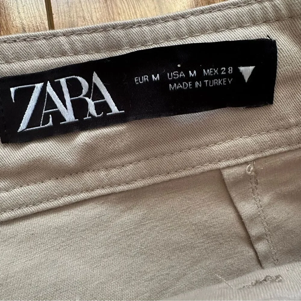Zara Straight Midi Skirt Front Slit Pockets Size Medium